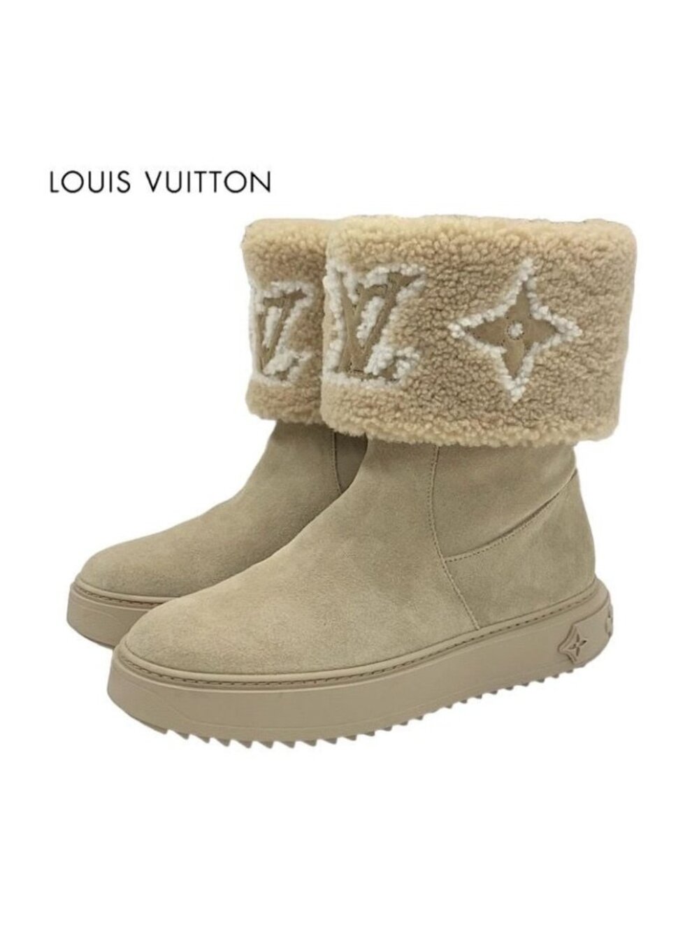 Louis Vuitton Snowdrop Line Monogram Boots Short Mouton Folded